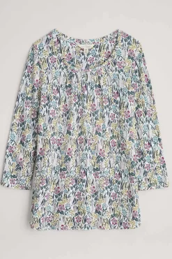 Seasalt Cornwall Tops<Appletree 3/4 Sleeve Top Floral Moor Chalk