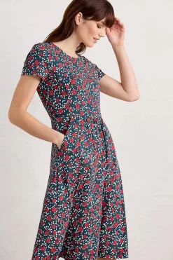 Seasalt Cornwall Dresses<April Short Sleeve Dress Reed Flower Raincloud