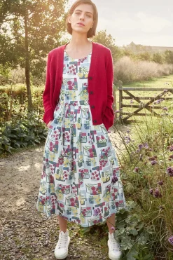 Seasalt Cornwall Dresses<Belle Fit-And-Flare Midi Dress Floral Postcards Chalk