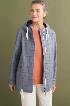 Seasalt Cornwall Coats & Jackets<Blue Depth Waterproof Jacket Skipper Chambray Check