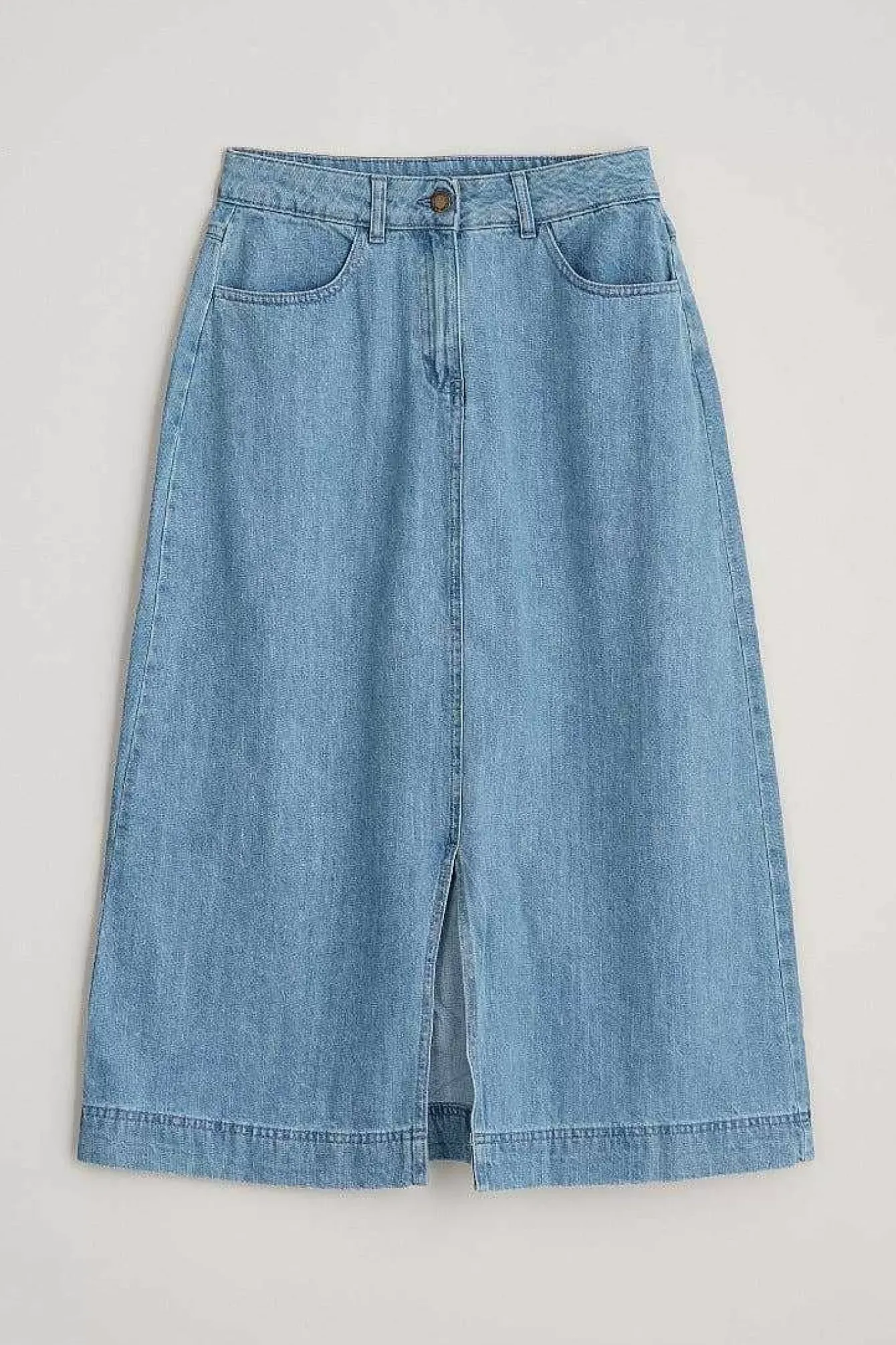 Seasalt Cornwall Skirts<Bowline Denim Midi Skirt Light Wash Rain Slub