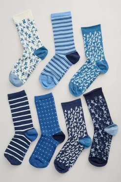 Seasalt Cornwall Socks & Tights<Box Of 7 Women's Blueprint Socks Cliff Mist Mix