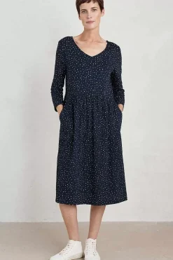 Seasalt Cornwall Dresses<Brush Drawing 3/4 Sleeve Dress Paint Speckles Maritime