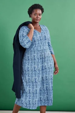 Seasalt Cornwall Dresses<Carwynnen Three Quarter Sleeve Dress Wild Woodland Clear Sky