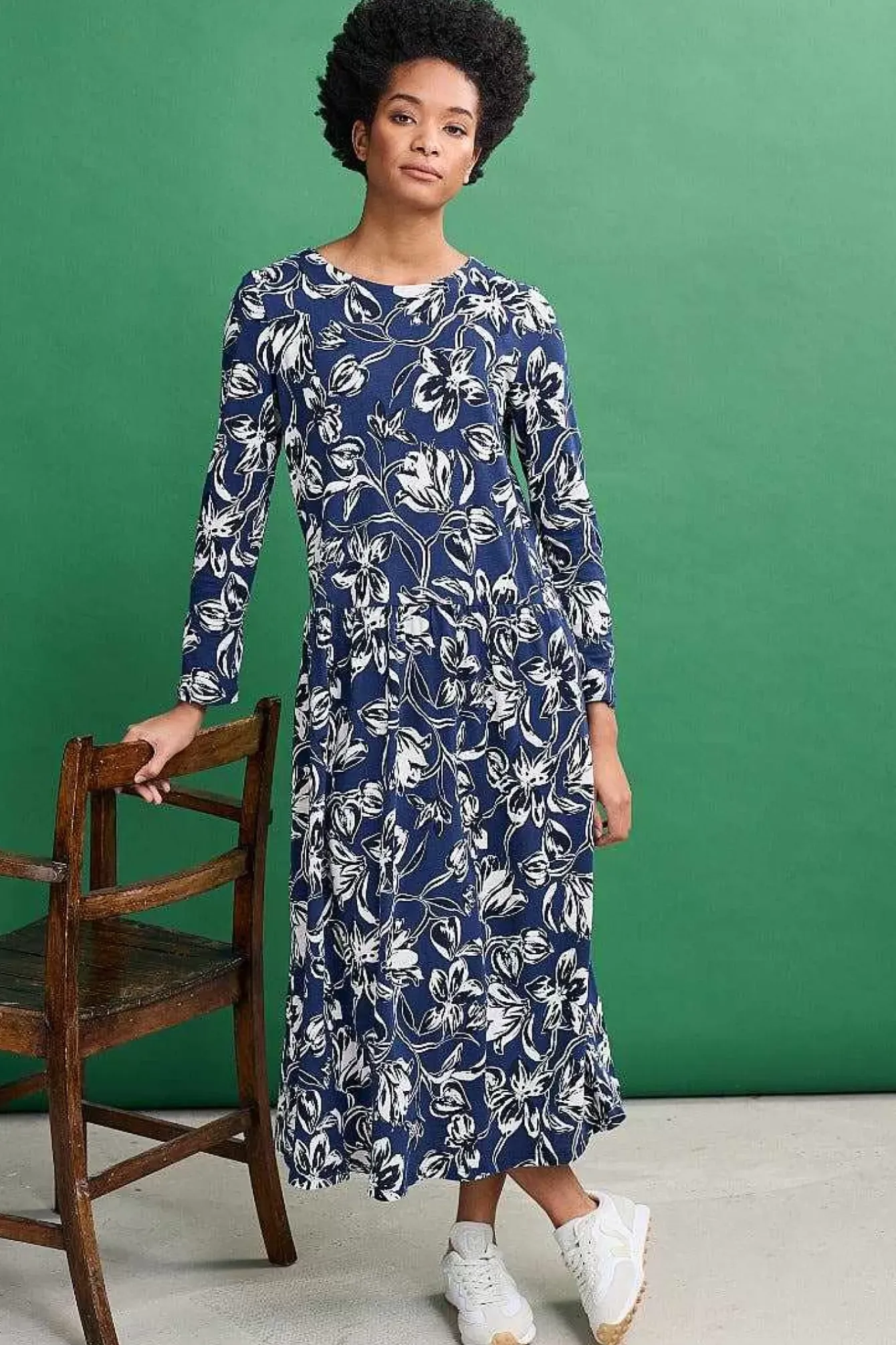 Seasalt Cornwall Dresses<Cladonia Long Sleeve Jersey Dress Cyclamen Marine Maritime