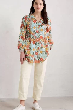 Seasalt Cornwall Tunics<Dragonfly V-Neck Tunic (Gots) Flowering Blooms Chalk