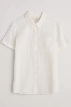Seasalt Cornwall Tops<Drydock Short Sleeve Linen Shirt Chalk