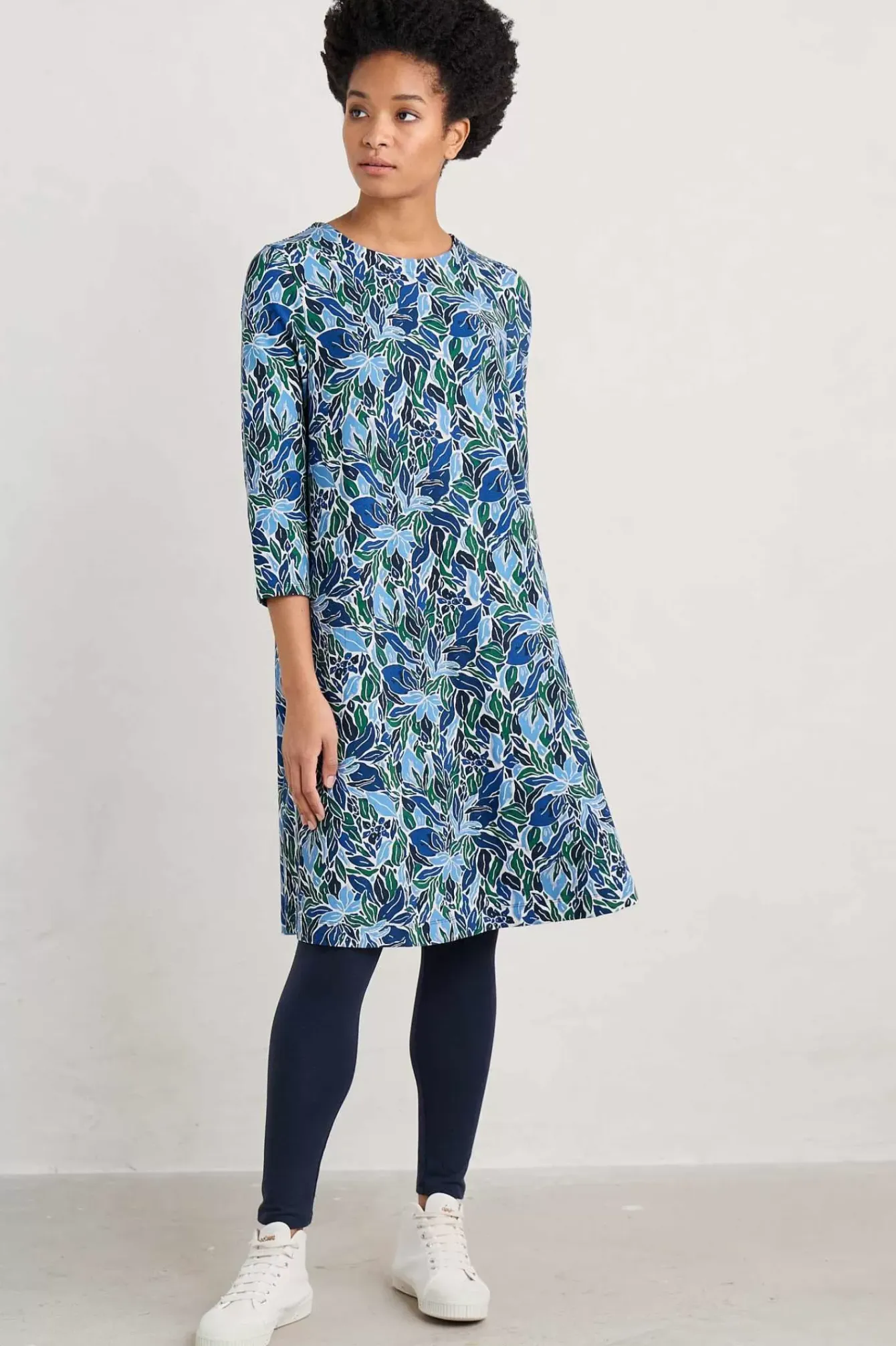 Seasalt Cornwall Dresses<Ebb Flow Jersey Dress Painterly Leaves Copse