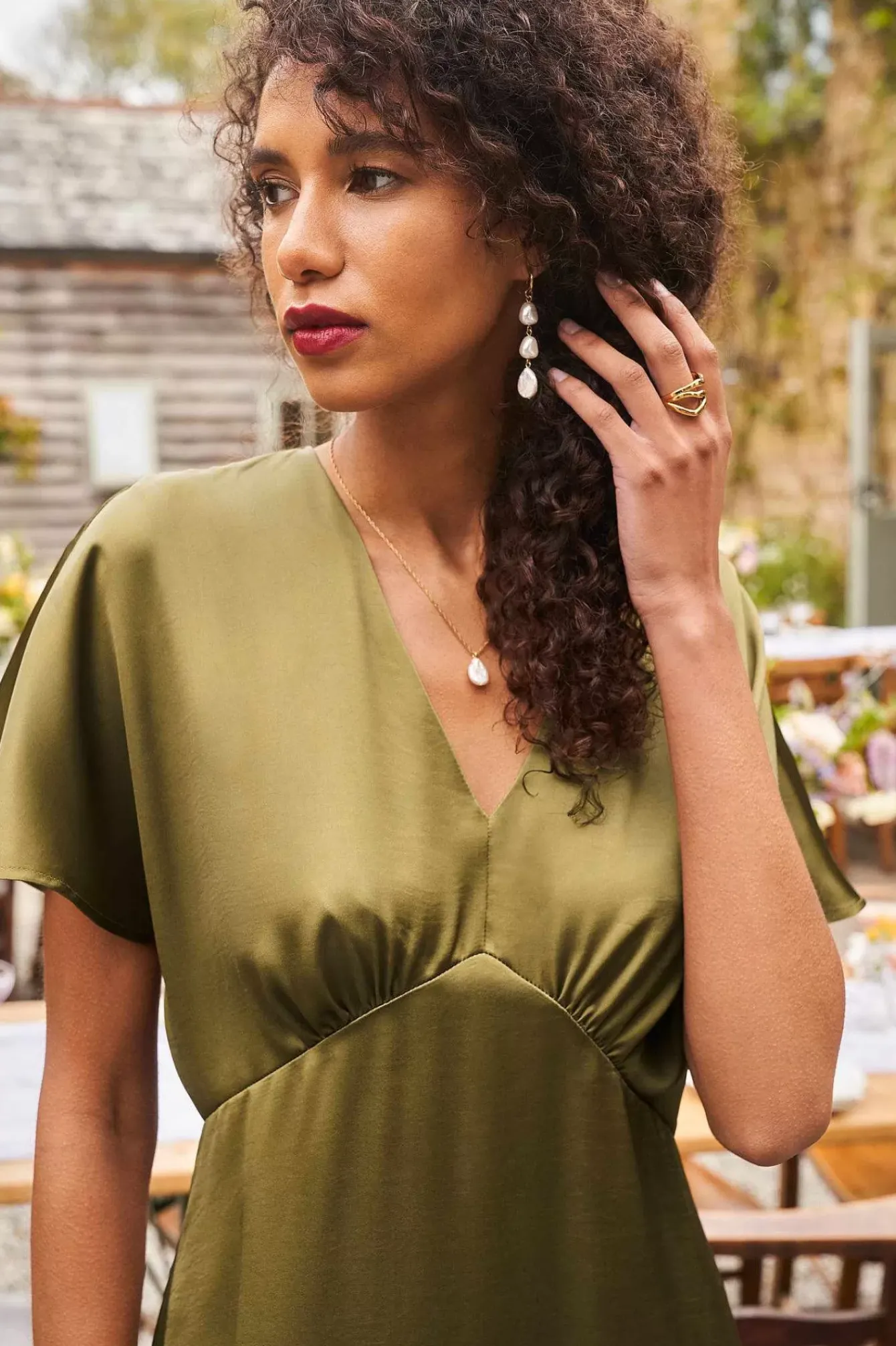 Seasalt Cornwall Dresses<Evenglow Satin Dress Fern Moss