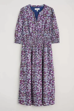 Seasalt Cornwall Dresses<Fawn Organic Cotton Waisted Midi Dress Heather Fields Verbena