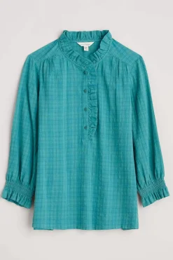 Seasalt Cornwall Tops<Feather Star Checked Top Tidepool