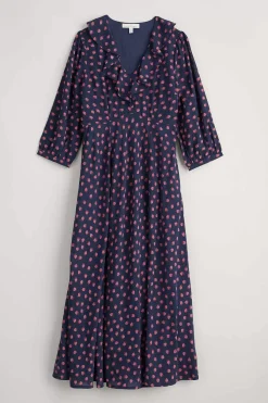 Seasalt Cornwall Dresses<Furled Flower V-Neck Dress Mini Raspberries Maritime