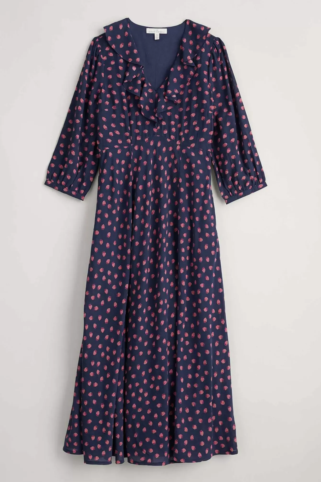 Seasalt Cornwall Dresses<Furled Flower V-Neck Dress Mini Raspberries Maritime