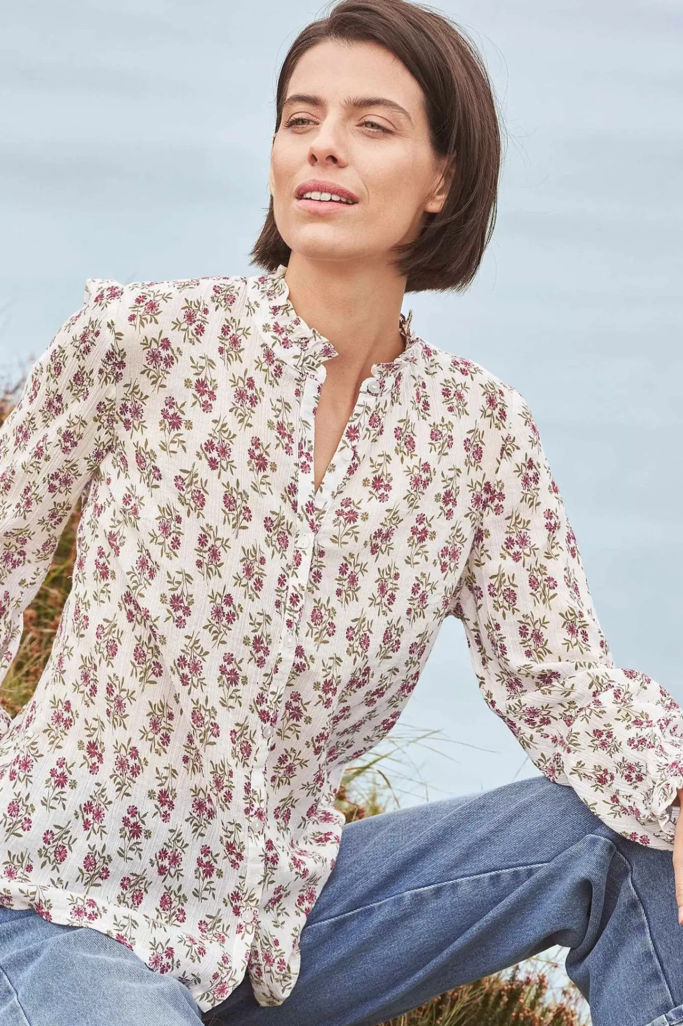 Seasalt Cornwall Tops<Garden Plot Shirt Ink Stamp Floral Chalk