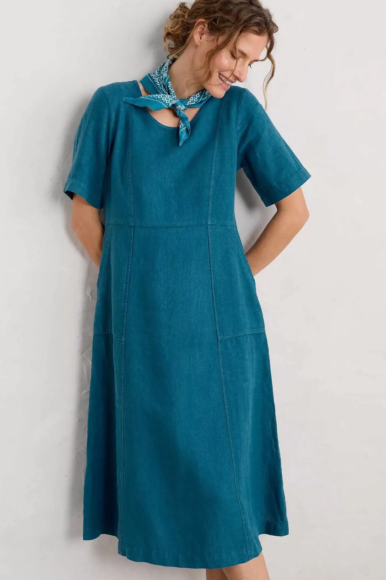 Seasalt Cornwall Dresses<Grass Wave Linen Midi Dress Mast