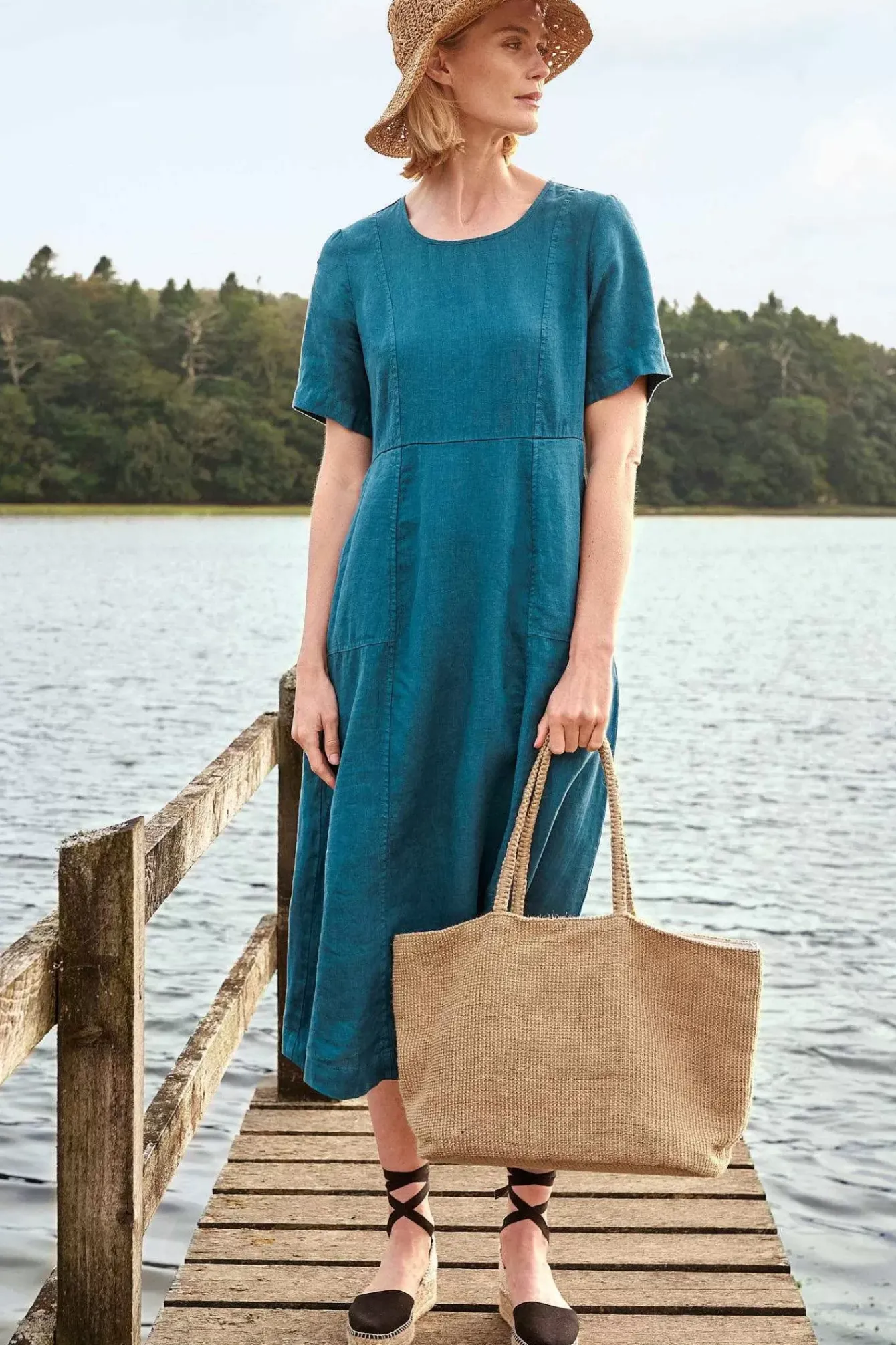 Seasalt Cornwall Dresses<Grass Wave Linen Midi Dress Mast