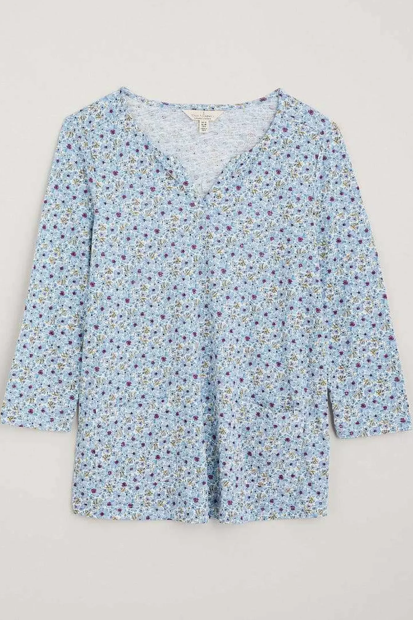 Seasalt Cornwall Tops<Gypsophilia Notch Neck Top Shaded Flowers Chalk
