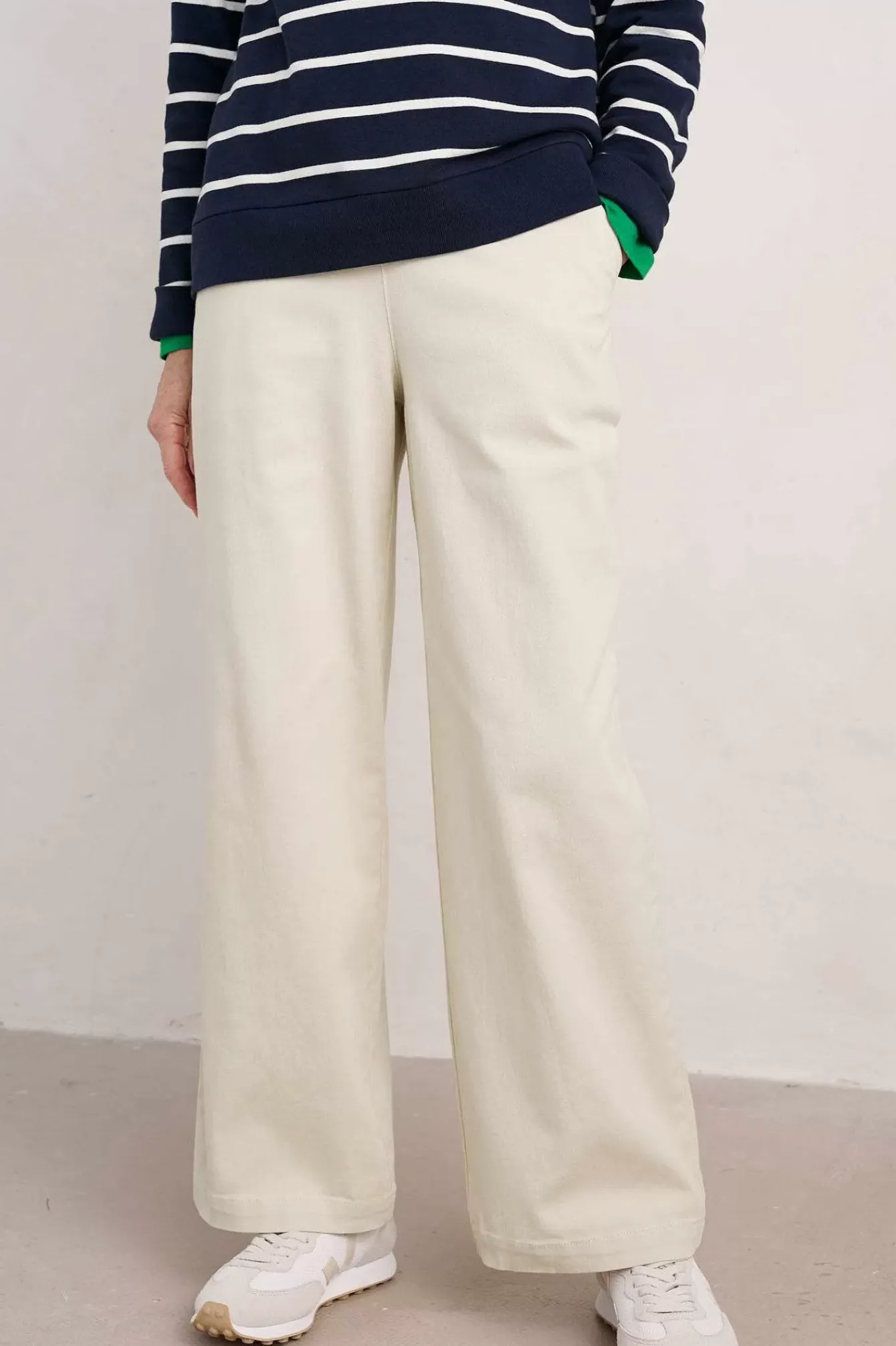 Seasalt Cornwall Trousers & Shorts<Hannafore View Full Length Wide Leg Trousers Limestone