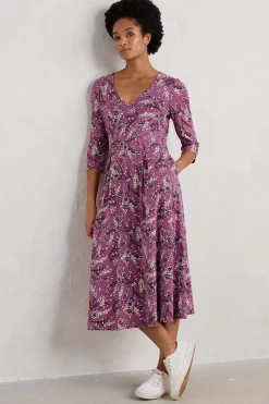 Seasalt Cornwall Dresses<Helena V-Neck Jersey Midi Dress (Gots) Heather Sketch Buddleia