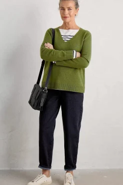 Seasalt Cornwall Knitwear<Hendra Lane V-Neck Jumper Dark Citron