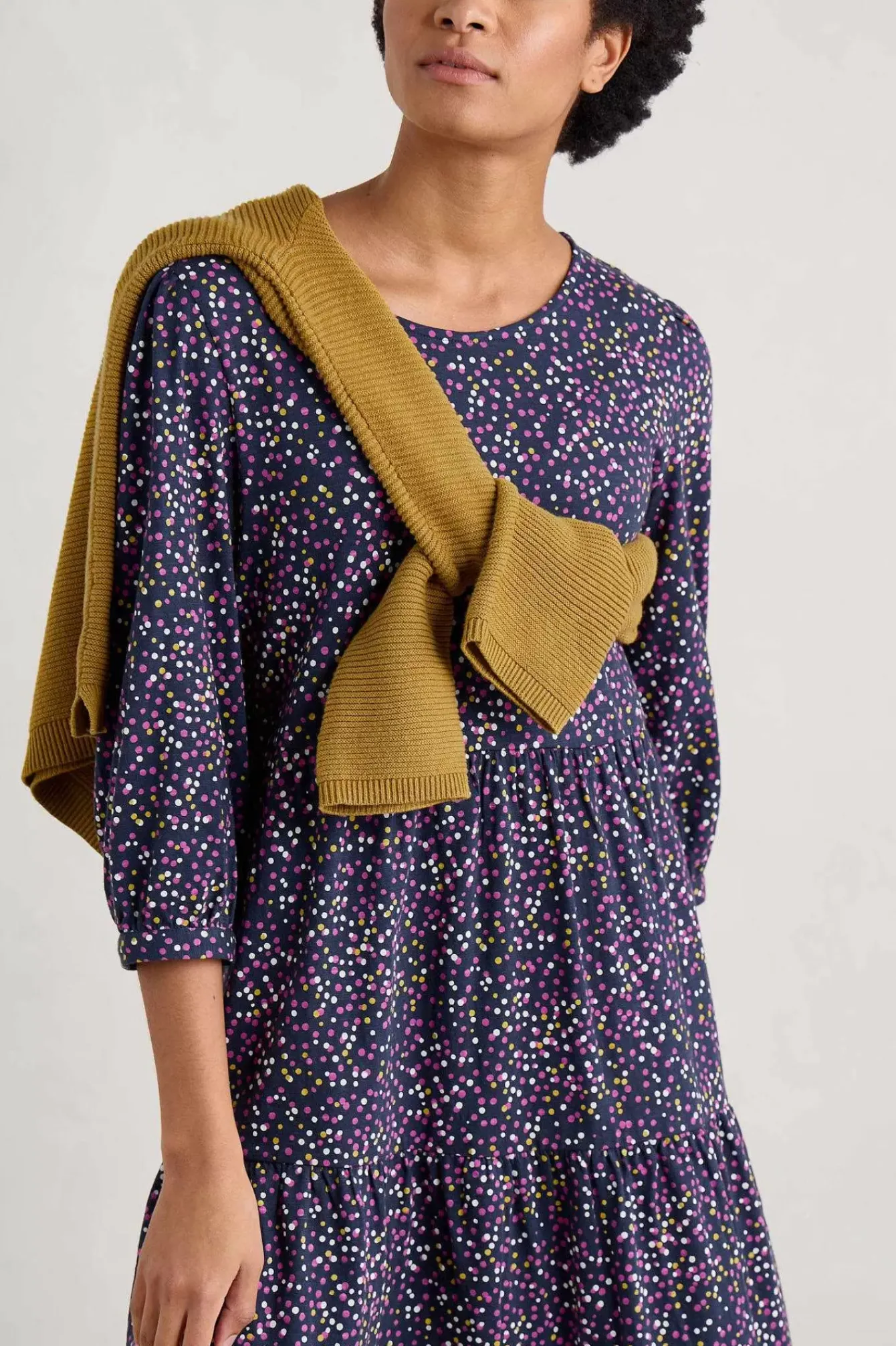 Seasalt Cornwall Dresses<Heron Dip Tiered Jersey Dress Dotted Paint Crocus
