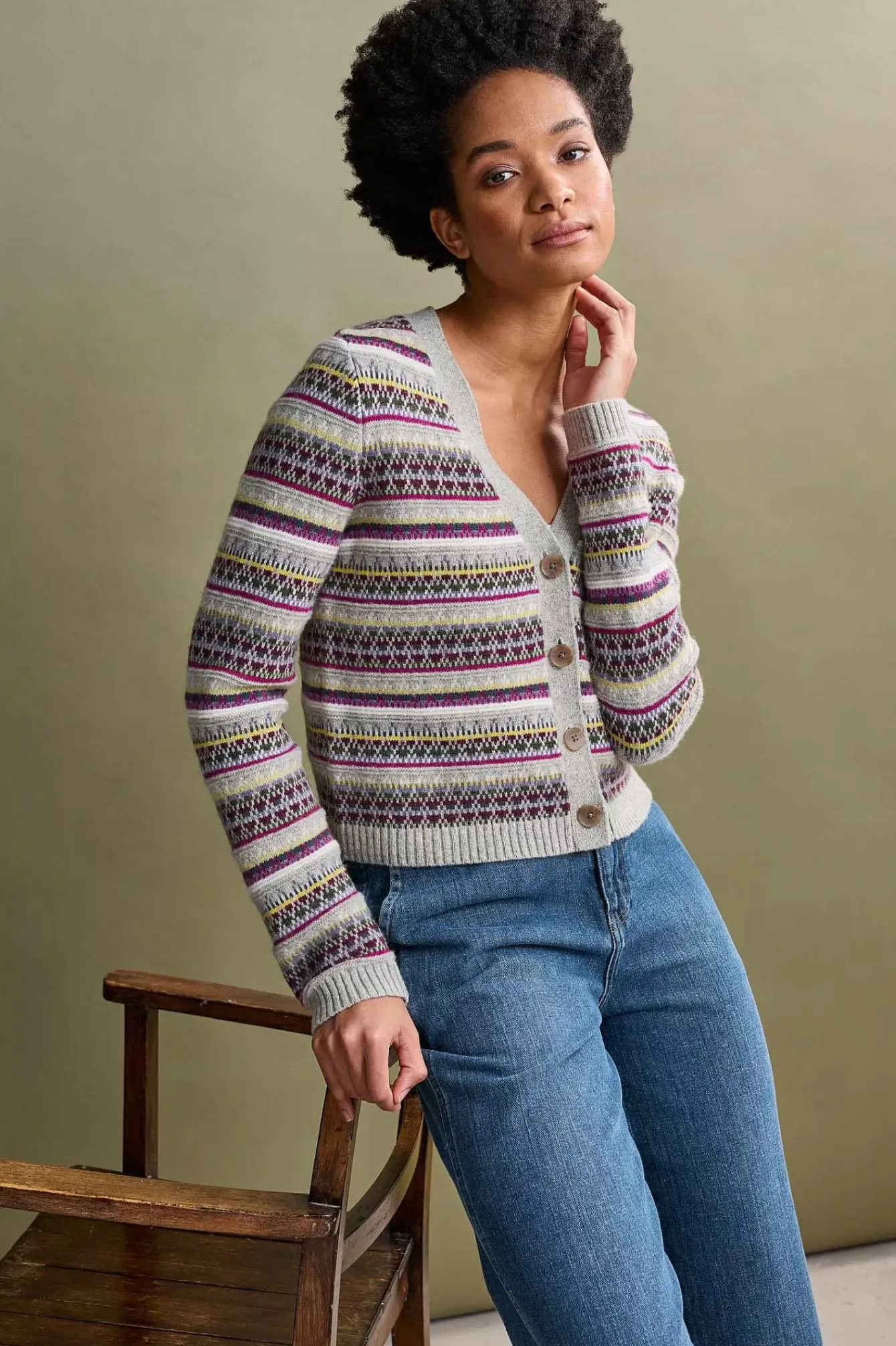 Seasalt Cornwall Knitwear<Lamorna Lane Fair Isle Cardigan Hemmick Aran Multi