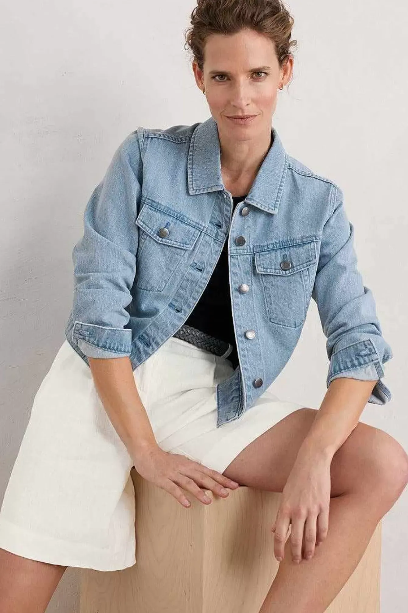Seasalt Cornwall Coats & Jackets<Levan Well Denim Jacket Light Wash Rain Slub