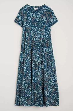 Seasalt Cornwall Dresses<Line Strokes Short Sleeve Dress (Gots) Flowing Reeds Raincloud