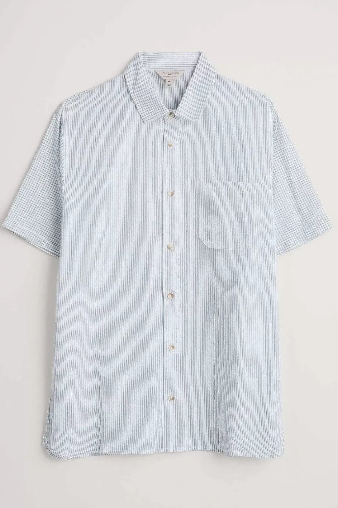 Seasalt Cornwall Tops & T-Shirts<Men's Blue Heron Seersucker Short Sleeve Shirt Barometer Chalk Sail Blue