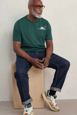 Seasalt Cornwall Tops & T-Shirts<Men's Downsouse Organic Cotton T-Shirt Clouds Verte
