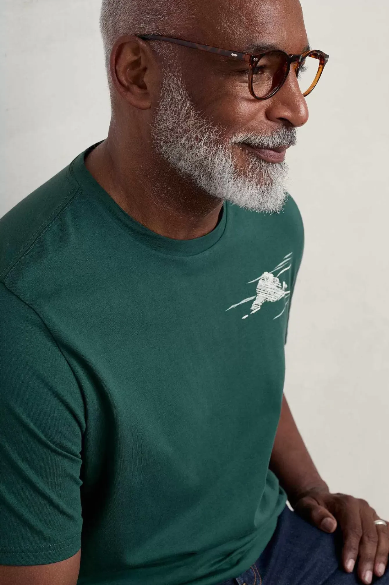 Seasalt Cornwall Tops & T-Shirts<Men's Downsouse Organic Cotton T-Shirt Clouds Verte