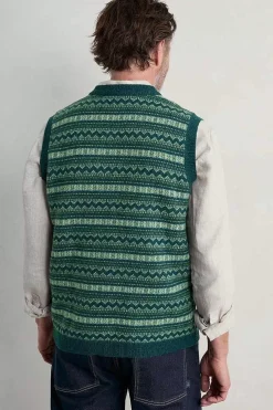 Seasalt Cornwall Knitwear<Men's Fair Isle Walt Vest Cockles Multi
