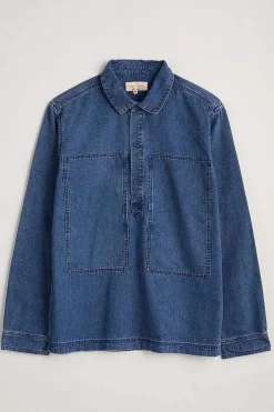 Seasalt Cornwall Tops & T-Shirts<Men's Hawser Denim Overshirt Dark Mid Indigo Wash