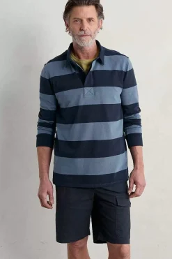 Seasalt Cornwall Tops & T-Shirts<Men's Herdsman Organic Cotton Rugby Top Page Blue Sail