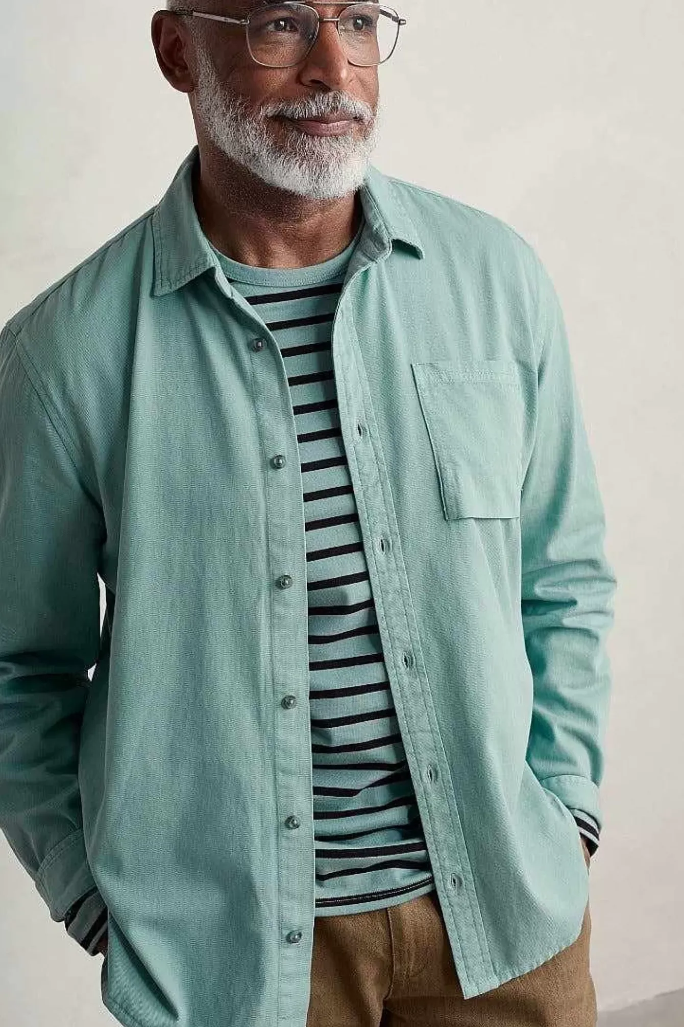 Seasalt Cornwall Tops & T-Shirts<Men's Jackdaw Cotton Twill Shirt (Gots) Sardine
