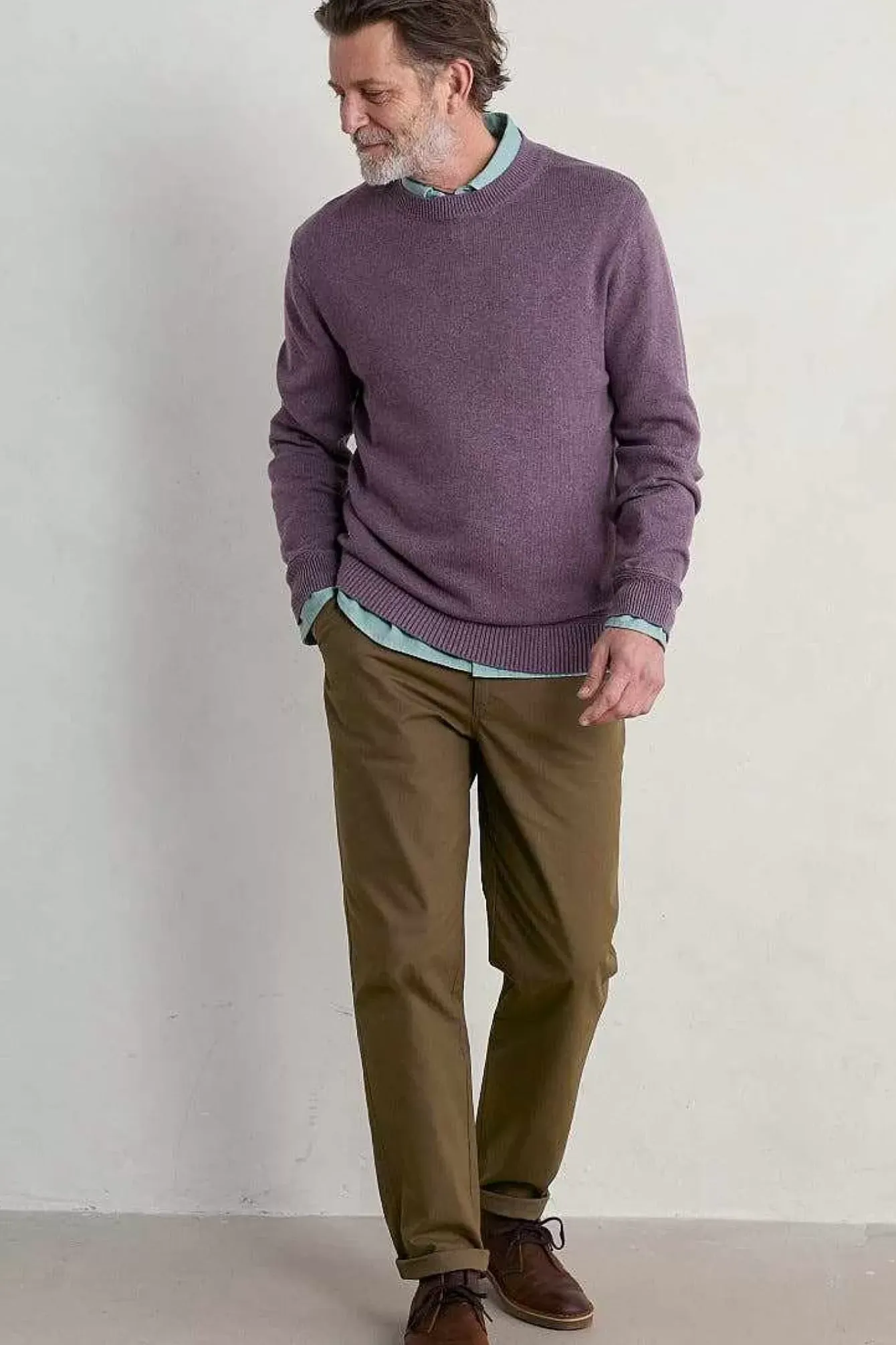 Seasalt Cornwall Knitwear<Men's Moorstone Knitted Organic Cotton Jumper Mallow