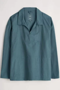 Seasalt Cornwall Tops & T-Shirts<Men's Sidestone Cotton Canvas Smock Dusky Jade