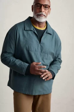 Seasalt Cornwall Tops & T-Shirts<Men's Sidestone Cotton Canvas Smock Dusky Jade