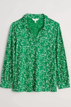 Seasalt Cornwall Tops<Misty Sky Organic Cotton Shirt Twirling Vines Island