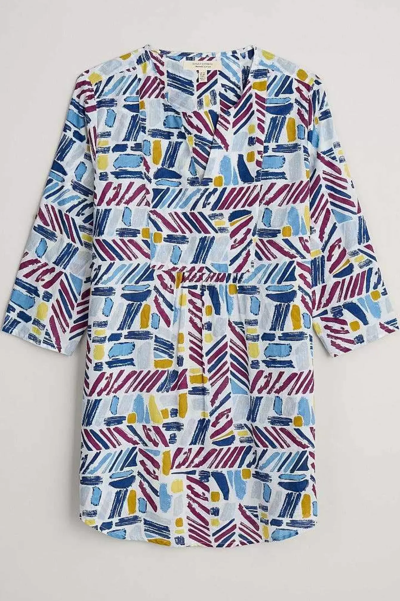 Seasalt Cornwall Tunics<Op Art Organic Cotton Tunic Top Hedging Marks Chalk