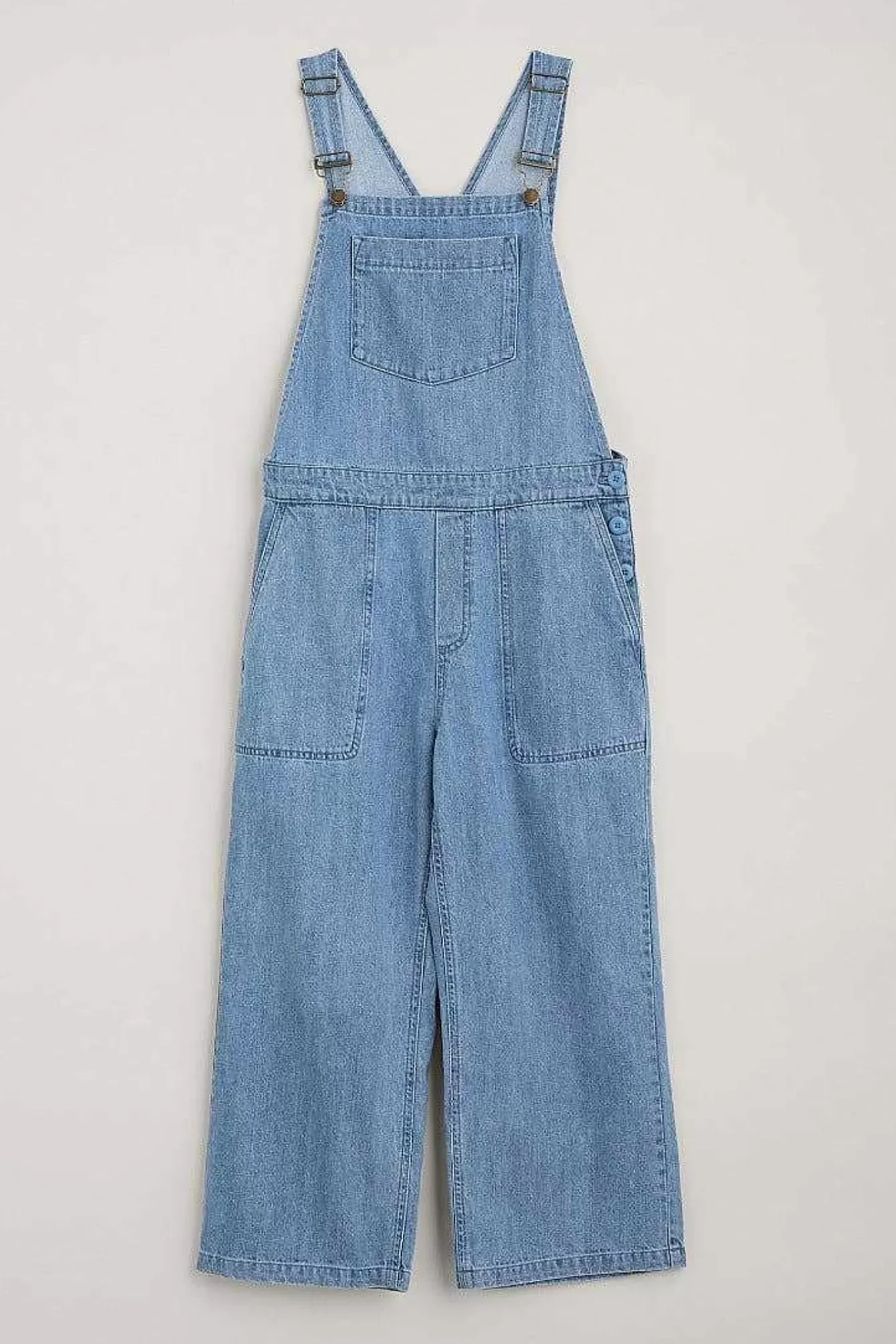 Seasalt Cornwall Jumpsuits & Dungarees<Porthallow Cove Wide Leg Denim Dungaree Light Wash High Twist