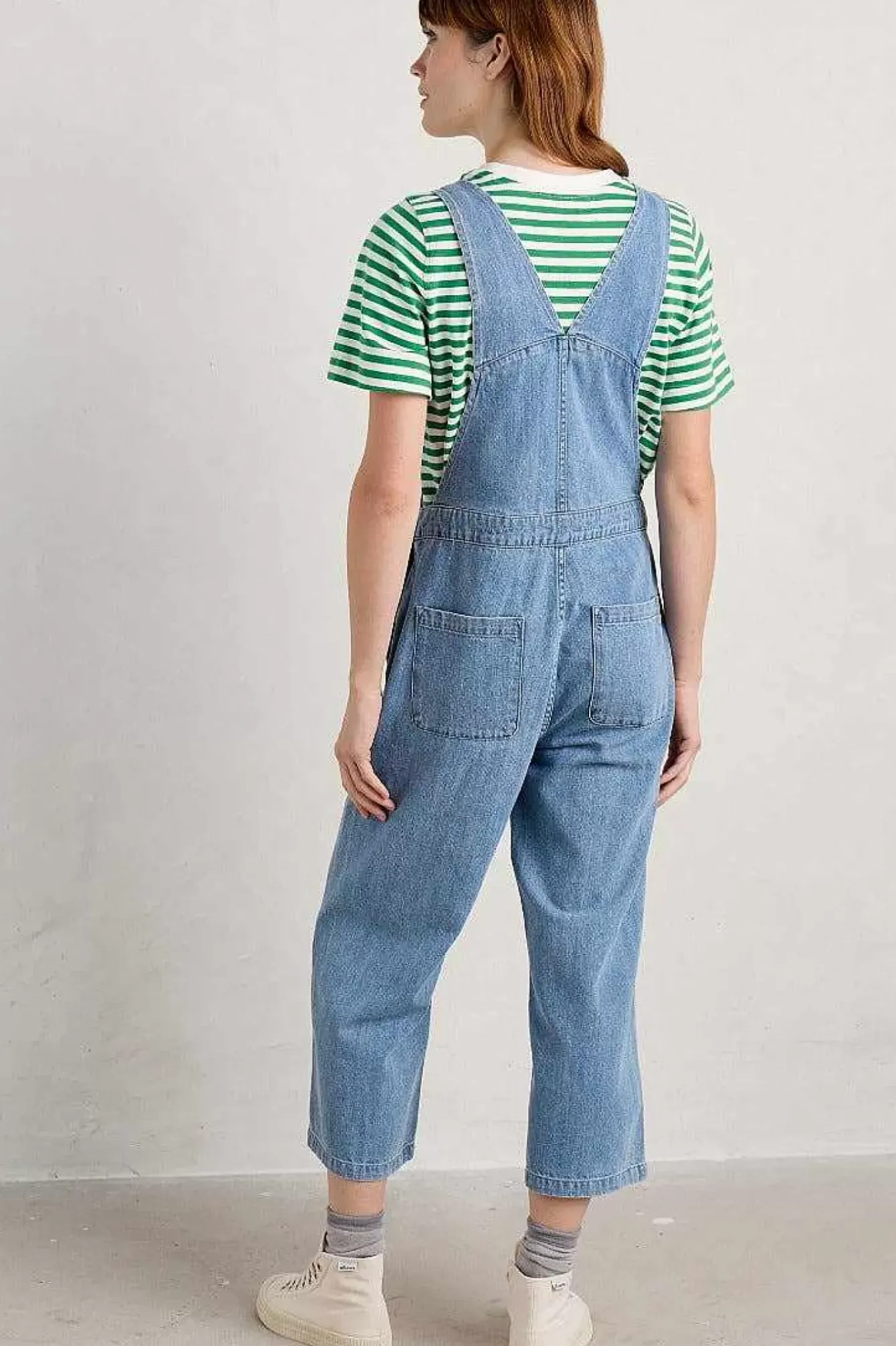 Seasalt Cornwall Jumpsuits & Dungarees<Porthallow Cove Wide Leg Denim Dungaree Light Wash High Twist