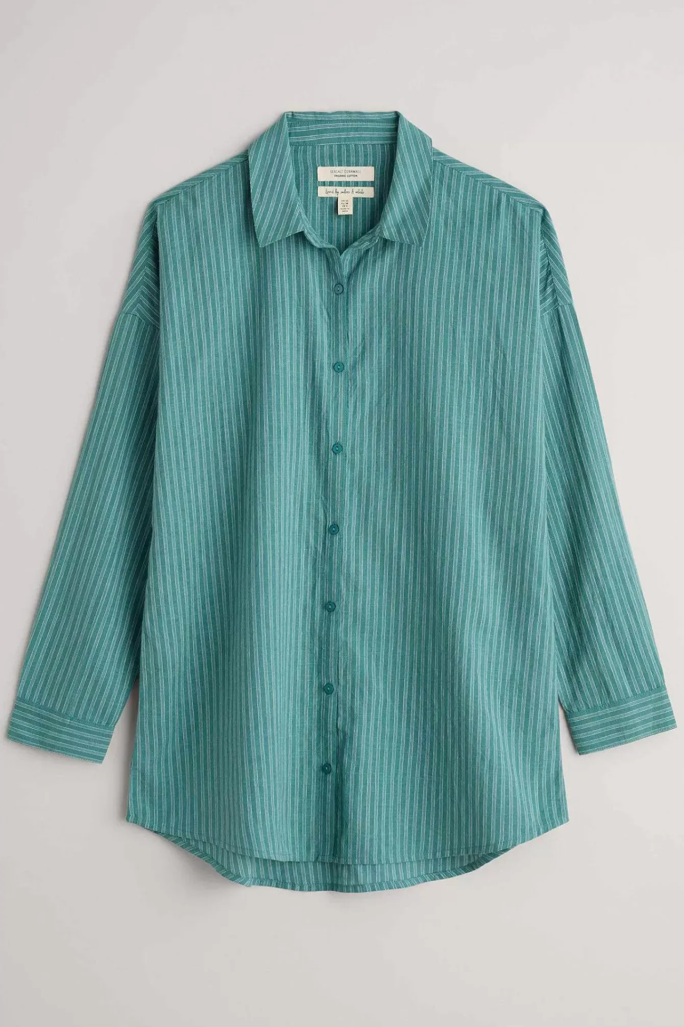 Seasalt Cornwall Tops<Rising Cotton Shirt Jibe Watercress Chalk
