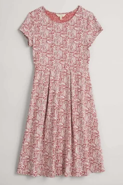 Seasalt Cornwall Dresses<Riviera Fit-And-Flare Jersey Dress Sand Ripples Barn Red