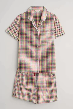 Seasalt Cornwall Nightwear<Senara Checked Summer Pyjamas Quartz Mini Pebble Multi