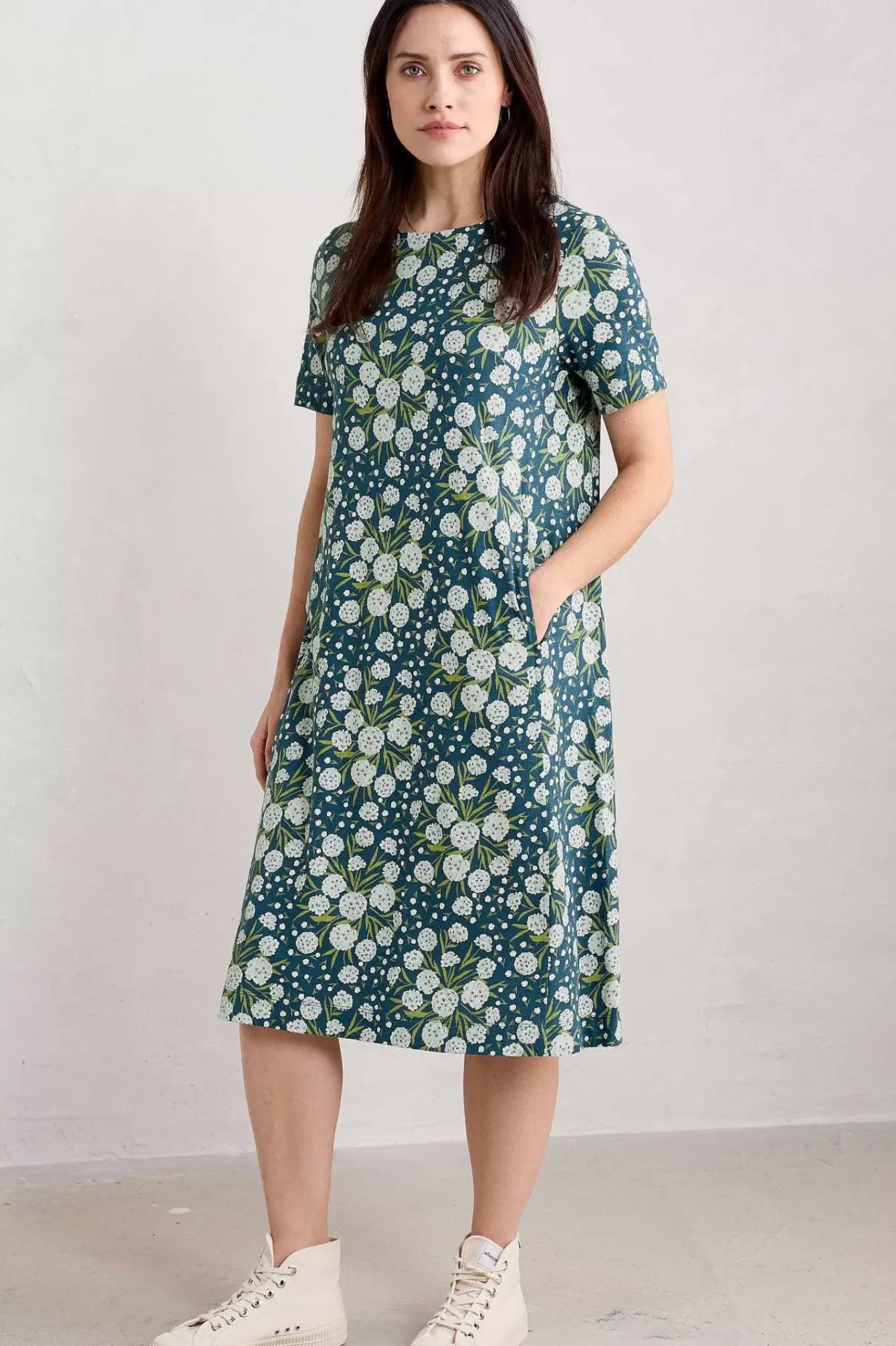 Seasalt Cornwall Dresses<Short-Sleeved Pipers Dress Thrift Bouquet Light Squid
