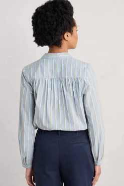 Seasalt Cornwall Tops<Spiral Flight Striped Shirt (Gots) Cornflower Blue Fog