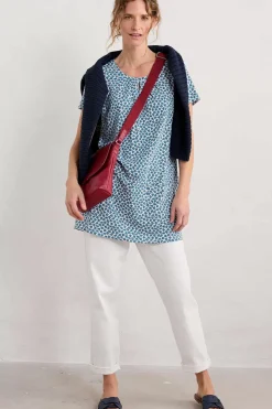 Seasalt Cornwall Tunics<Star Dance Short Sleeve Tunic Seaweed Frond Chalk
