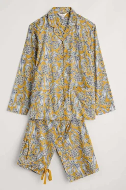 Seasalt Cornwall Nightwear<View Point Pyjamas Woodland Garlic Dark Dijon