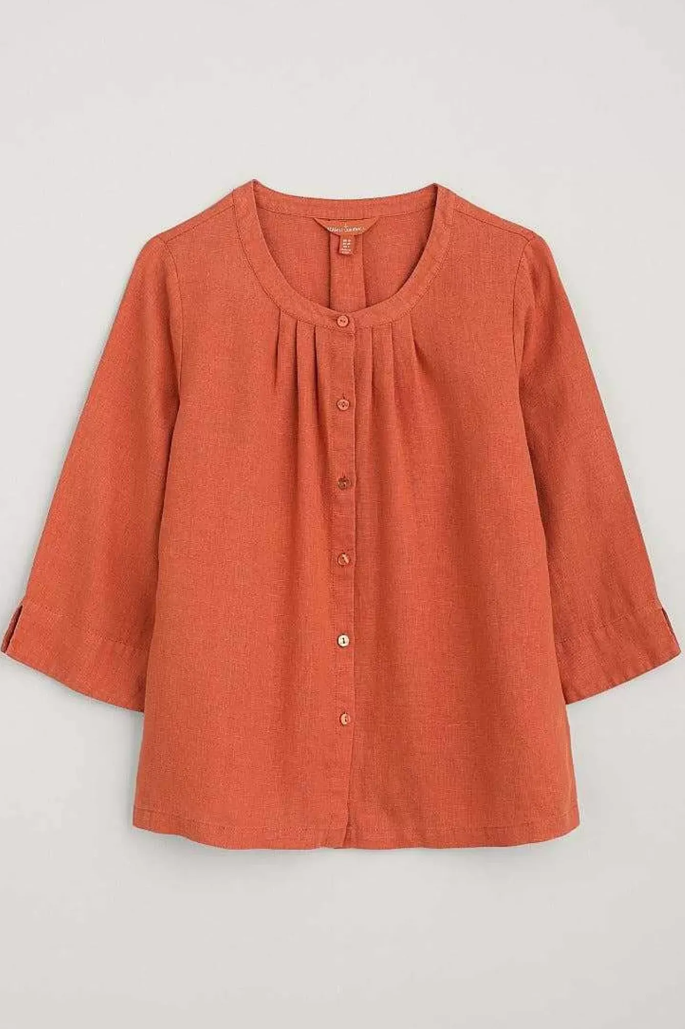 Seasalt Cornwall Tops<Wild Fennel Button Through Linen Top Papaya